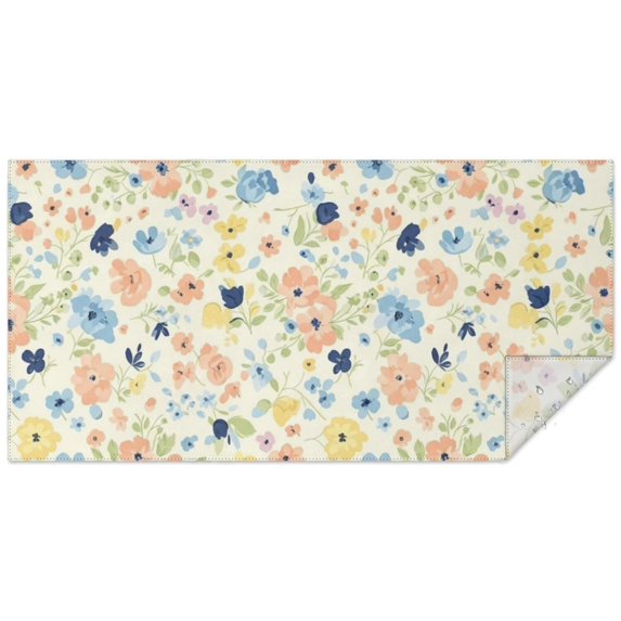Pioneer Flower Floral Print Pattern Rectangle Tablecloth 60"x120", Waterproof Polyester Table Cloth, Wipeable Spillproof for Dining Camping Indoor Outdoor