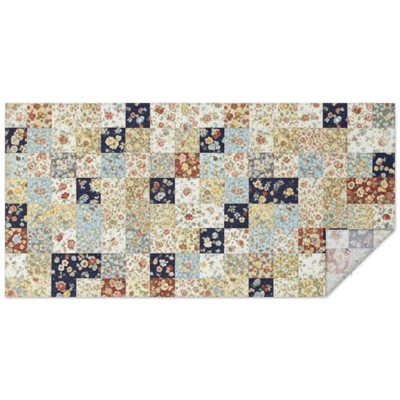 Pioneer Flower Floral Print Pattern Rectangle Tablecloth 60"x120", Waterproof Polyester Table Cloth, Wipeable Spillproof for Dining Camping Indoor Outdoor