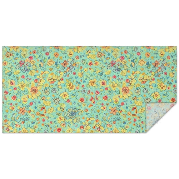 Pioneer Flower Floral Print Pattern Rectangle Tablecloth 60"x120", Waterproof Polyester Table Cloth, Wipeable Spillproof for Dining Camping Indoor Outdoor