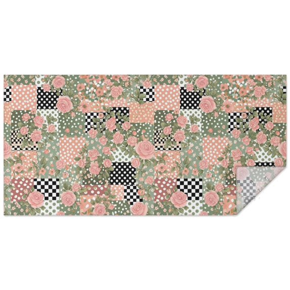 Pioneer Flower Floral Print Pattern Rectangle Tablecloth 60"x120", Waterproof Polyester Table Cloth, Wipeable Spillproof for Dining Camping Indoor Outdoor