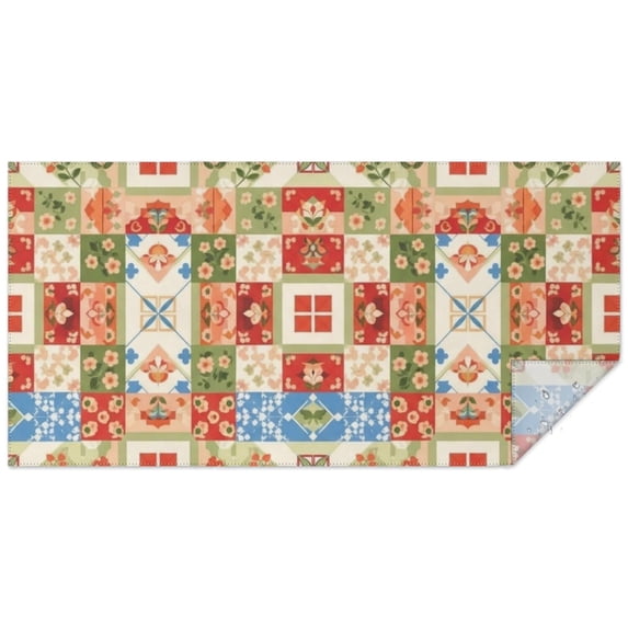 Pioneer Flower Floral Print Pattern Rectangle Tablecloth 60"x120", Waterproof Polyester Table Cloth, Wipeable Spillproof for Dining Camping Indoor Outdoor