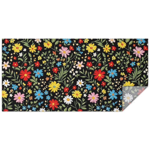 Pioneer Flower Floral Print Pattern Rectangle Tablecloth 60"x120", Waterproof Polyester Table Cloth, Wipeable Spillproof for Dining Camping Indoor Outdoor