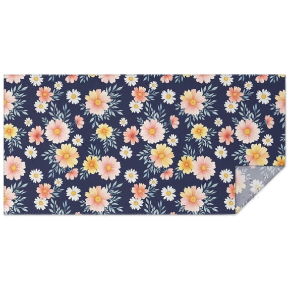 Pioneer Flower Floral Print Pattern Rectangle Tablecloth 60"x120", Waterproof Polyester Table Cloth, Wipeable Spillproof for Dining Camping Indoor Outdoor