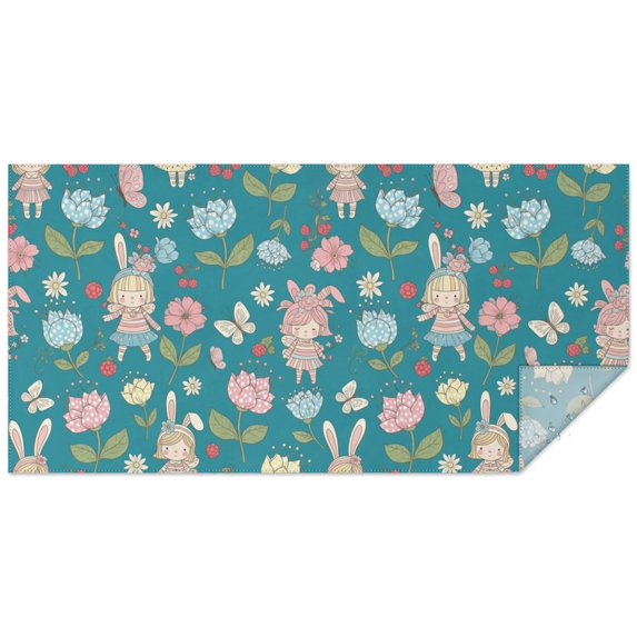 Pioneer Flower Floral Print Pattern Rectangle Tablecloth 60"x120", Waterproof Polyester Table Cloth, Wipeable Spillproof for Dining Camping Indoor Outdoor
