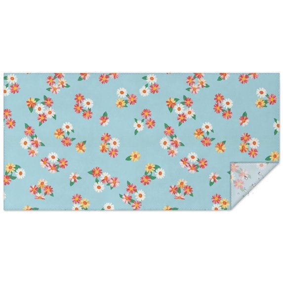 Pioneer Flower Floral Print Pattern Rectangle Tablecloth 60"x120", Waterproof Polyester Table Cloth, Wipeable Spillproof for Dining Camping Indoor Outdoor