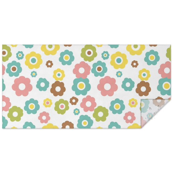 Pioneer Flower Floral Print Pattern Rectangle Tablecloth 60"x120", Waterproof Polyester Table Cloth, Wipeable Spillproof for Dining Camping Indoor Outdoor