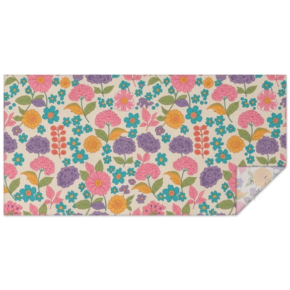 Pioneer Flower Floral Print Pattern Rectangle Tablecloth 60"x120", Waterproof Polyester Table Cloth, Wipeable Spillproof for Dining Camping Indoor Outdoor