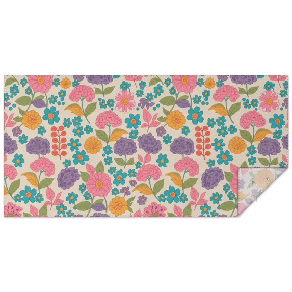 Pioneer Flower Floral Print Pattern Rectangle Tablecloth 60"x120", Waterproof Polyester Table Cloth, Wipeable Spillproof for Dining Camping Indoor Outdoor