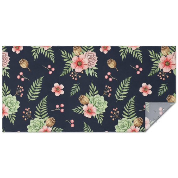 Pioneer Flower Floral Print Pattern Rectangle Tablecloth 60"x120", Waterproof Polyester Table Cloth, Wipeable Spillproof for Dining Camping Indoor Outdoor