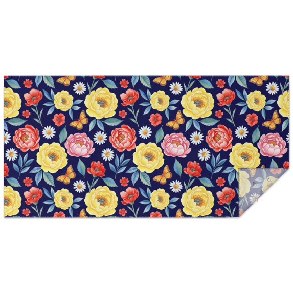 Pioneer Flower Floral Print Pattern Rectangle Tablecloth 60"x120", Waterproof Polyester Table Cloth, Wipeable Spillproof for Dining Camping Indoor Outdoor