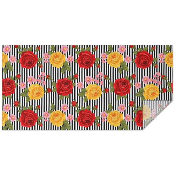 Pioneer Flower Floral Print Pattern Rectangle Tablecloth 60"x120", Waterproof Polyester Table Cloth, Wipeable Spillproof for Dining Camping Indoor Outdoor