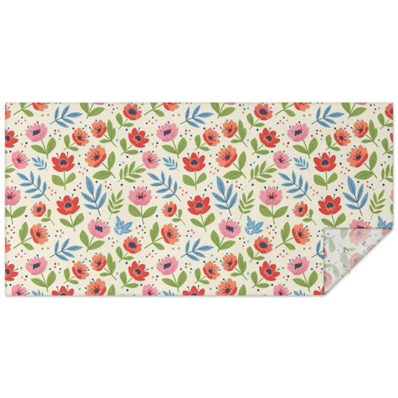 Pioneer Flower Floral Print Pattern Rectangle Tablecloth 60"x120", Waterproof Polyester Table Cloth, Wipeable Spillproof for Dining Camping Indoor Outdoor