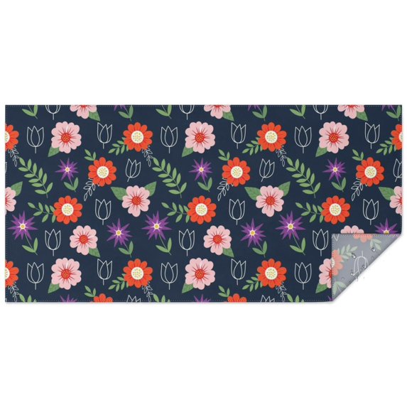 Pioneer Flower Floral Print Pattern Rectangle Tablecloth 60"x120", Waterproof Polyester Table Cloth, Wipeable Spillproof for Dining Camping Indoor Outdoor