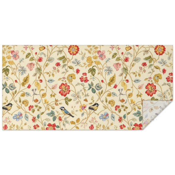 Pioneer Flower Floral Print Pattern Rectangle Tablecloth 60"x120", Waterproof Polyester Table Cloth, Wipeable Spillproof for Dining Camping Indoor Outdoor