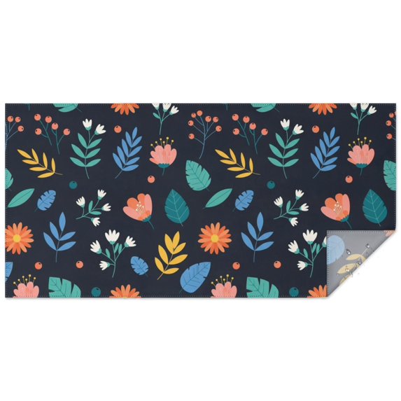 Pioneer Flower Floral Print Pattern Rectangle Tablecloth 60"x120", Waterproof Polyester Table Cloth, Wipeable Spillproof for Dining Camping Indoor Outdoor