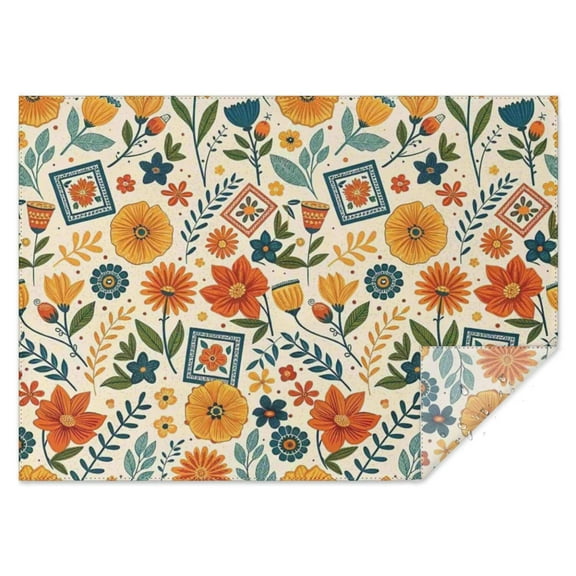 Pioneer Flower Floral Print Pattern Rectangle Tablecloth 60"x84",Waterproof Polyester Rectangle Table Cloth, Wipeable Spillproof Polyester Tablecloth for Dining, Camping, Indoor and Outdoor