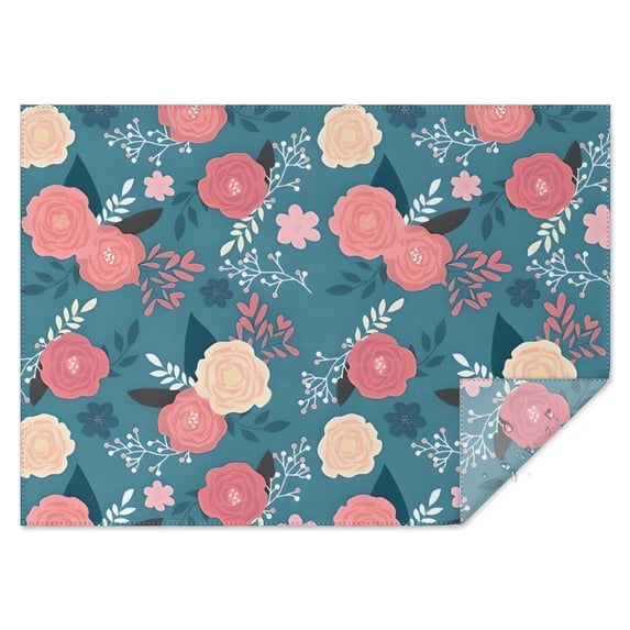 Pioneer Flower Floral Print Pattern Rectangle Tablecloth 60"x84",Waterproof Polyester Rectangle Table Cloth, Wipeable Spillproof Polyester Tablecloth for Dining, Camping, Indoor and Outdoor