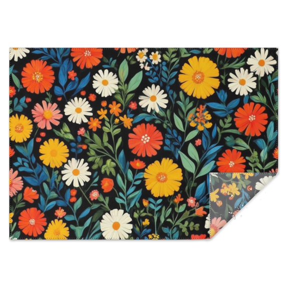 Pioneer Flower Floral Print Pattern Rectangle Tablecloth 60"x84",Waterproof Polyester Rectangle Table Cloth, Wipeable Spillproof Polyester Tablecloth for Dining, Camping, Indoor and Outdoor