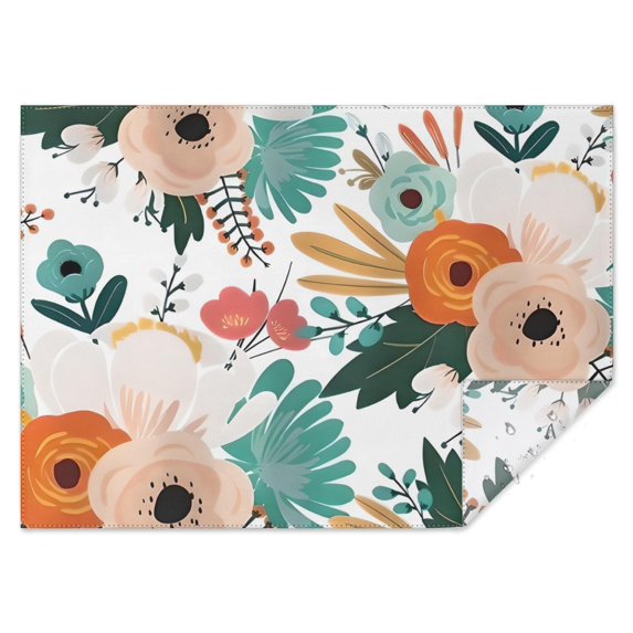 Pioneer Flower Floral Print Pattern Rectangle Tablecloth 60"x84",Waterproof Polyester Rectangle Table Cloth, Wipeable Spillproof Polyester Tablecloth for Dining, Camping, Indoor and Outdoor