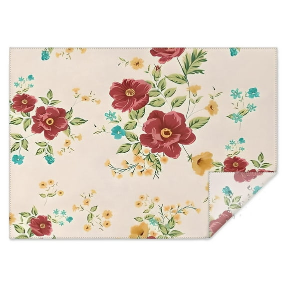 Pioneer Flower Floral Print Pattern Rectangle Tablecloth 60"x84",Waterproof Polyester Rectangle Table Cloth, Wipeable Spillproof Polyester Tablecloth for Dining, Camping, Indoor and Outdoor