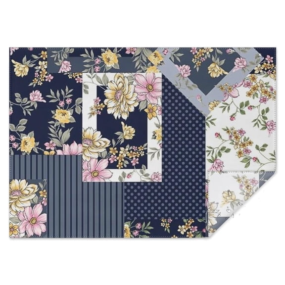 Pioneer Flower Floral Print Pattern Rectangle Tablecloth 60"x84",Waterproof Polyester Rectangle Table Cloth, Wipeable Spillproof Polyester Tablecloth for Dining, Camping, Indoor and Outdoor