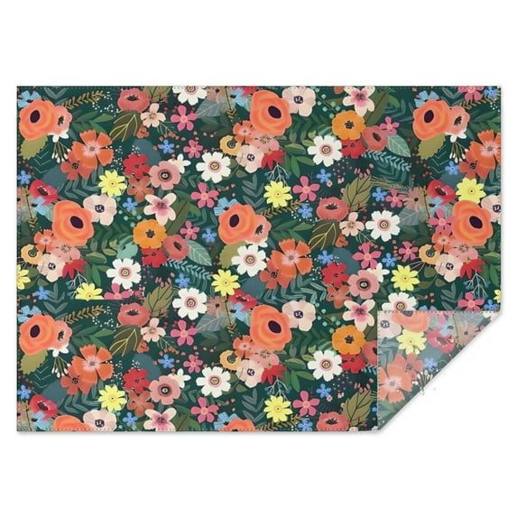 Pioneer Flower Floral Print Pattern Rectangle Tablecloth 60"x84",Waterproof Polyester Rectangle Table Cloth, Wipeable Spillproof Polyester Tablecloth for Dining, Camping, Indoor and Outdoor