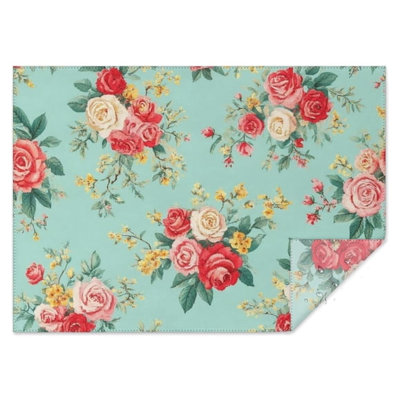 Pioneer Flower Floral Print Pattern Rectangle Tablecloth 60"x84",Waterproof Polyester Rectangle Table Cloth, Wipeable Spillproof Polyester Tablecloth for Dining, Camping, Indoor and Outdoor