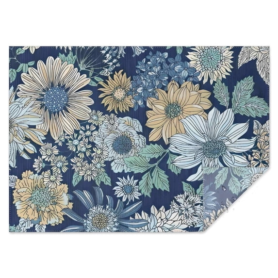 Pioneer Flower Floral Print Pattern Rectangle Tablecloth 60"x84",Waterproof Polyester Rectangle Table Cloth, Wipeable Spillproof Polyester Tablecloth for Dining, Camping, Indoor and Outdoor