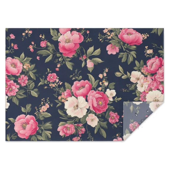 Pioneer Flower Floral Print Pattern Rectangle Tablecloth 60"x84",Waterproof Polyester Rectangle Table Cloth, Wipeable Spillproof Polyester Tablecloth for Dining, Camping, Indoor and Outdoor