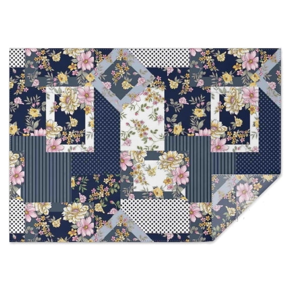 Pioneer Flower Floral Print Pattern Rectangle Tablecloth 60"x84",Waterproof Polyester Rectangle Table Cloth, Wipeable Spillproof Polyester Tablecloth for Dining, Camping, Indoor and Outdoor