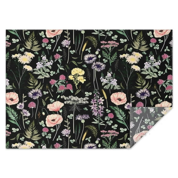 Pioneer Flower Floral Print Pattern Rectangle Tablecloth 60"x84",Waterproof Polyester Rectangle Table Cloth, Wipeable Spillproof Polyester Tablecloth for Dining, Camping, Indoor and Outdoor