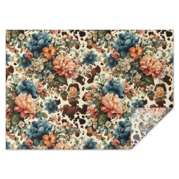 Pioneer Flower Floral Print Pattern Rectangle Tablecloth 60"x84",Waterproof Polyester Rectangle Table Cloth, Wipeable Spillproof Polyester Tablecloth for Dining, Camping, Indoor and Outdoor