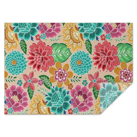 Pioneer Flower Floral Print Pattern Rectangle Tablecloth 60"x84",Waterproof Polyester Rectangle Table Cloth, Wipeable Spillproof Polyester Tablecloth for Dining, Camping, Indoor and Outdoor