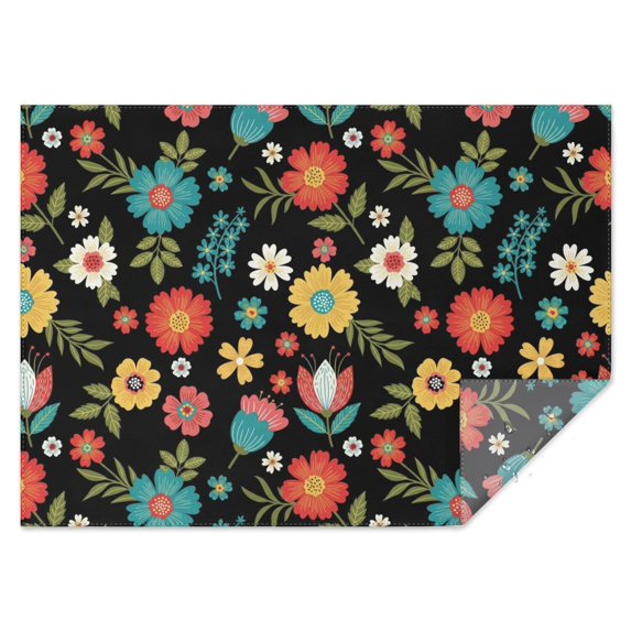 Pioneer Flower Floral Print Pattern Rectangle Tablecloth 60"x84", Waterproof Polyester Table Cloth, Wipeable Spillproof for Dining Camping Indoor Outdoor