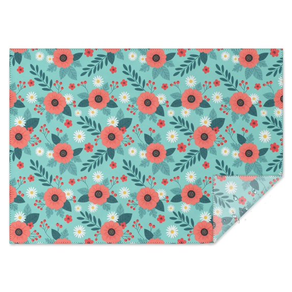 Pioneer Flower Floral Print Pattern Rectangle Tablecloth 60"x84", Waterproof Polyester Table Cloth, Wipeable Spillproof for Dining Camping Indoor Outdoor
