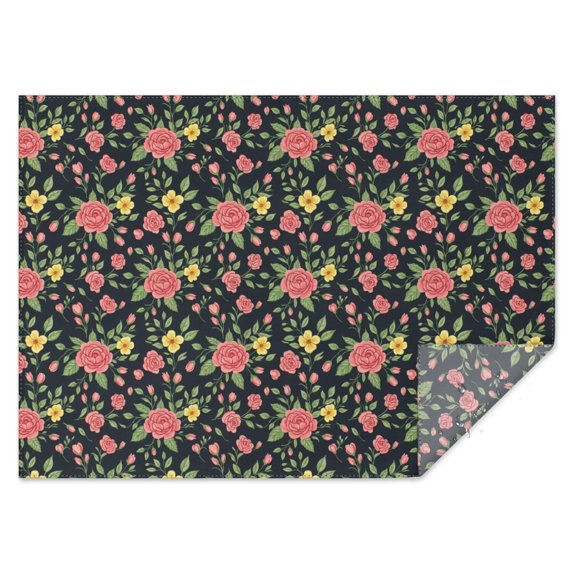 Pioneer Flower Floral Print Pattern Rectangle Tablecloth 60"x84", Waterproof Polyester Table Cloth, Wipeable Spillproof for Dining Camping Indoor Outdoor