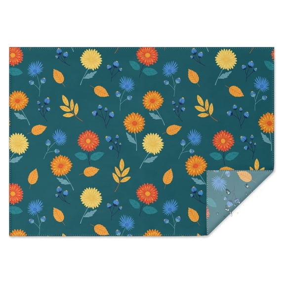Pioneer Flower Floral Print Pattern Rectangle Tablecloth 60"x84", Waterproof Polyester Table Cloth, Wipeable Spillproof for Dining Camping Indoor Outdoor