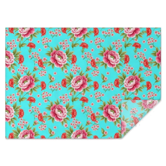 Pioneer Flower Floral Print Pattern Rectangle Tablecloth 60"x84", Waterproof Polyester Table Cloth, Wipeable Spillproof for Dining Camping Indoor Outdoor