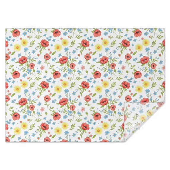 Pioneer Flower Floral Print Pattern Rectangle Tablecloth 60"x84", Waterproof Polyester Table Cloth, Wipeable Spillproof for Dining Camping Indoor Outdoor