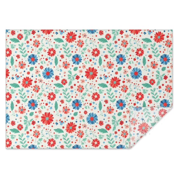 Pioneer Flower Floral Print Pattern Rectangle Tablecloth 60"x84", Waterproof Polyester Table Cloth, Wipeable Spillproof for Dining Camping Indoor Outdoor