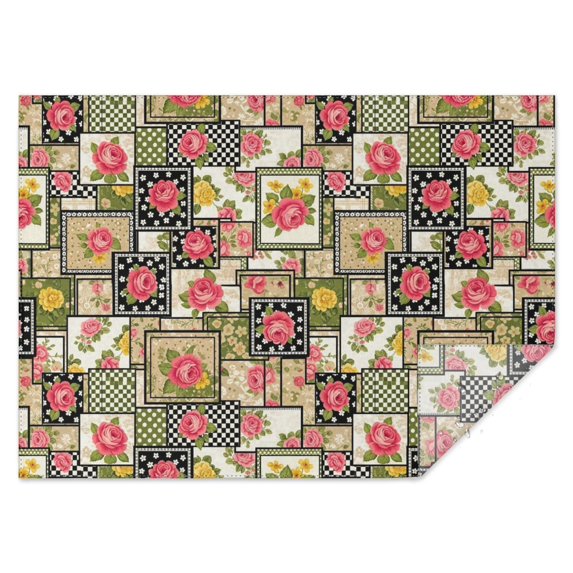 Pioneer Flower Floral Print Pattern Rectangle Tablecloth 60"x84", Waterproof Polyester Table Cloth, Wipeable Spillproof for Dining Camping Indoor Outdoor