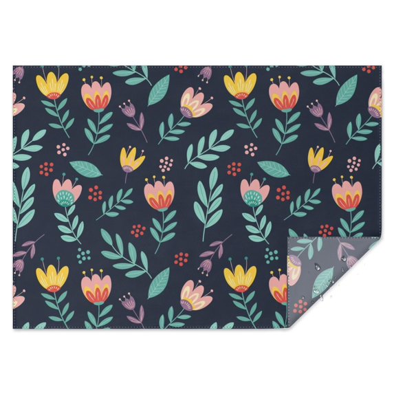 Pioneer Flower Floral Print Pattern Rectangle Tablecloth 60"x84", Waterproof Polyester Table Cloth, Wipeable Spillproof for Dining Camping Indoor Outdoor