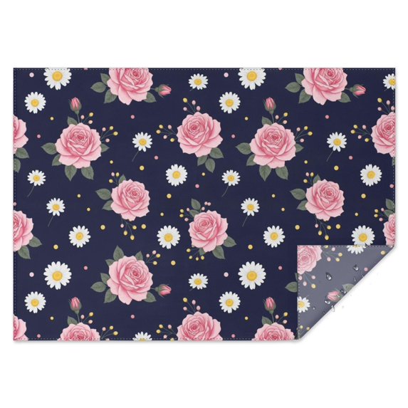 Pioneer Flower Floral Print Pattern Rectangle Tablecloth 60"x84", Waterproof Polyester Table Cloth, Wipeable Spillproof for Dining Camping Indoor Outdoor