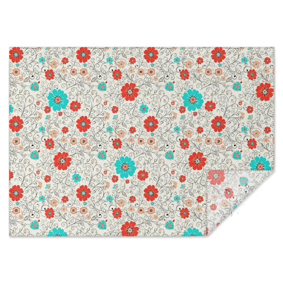 Pioneer Flower Floral Print Pattern Rectangle Tablecloth 60"x84", Waterproof Polyester Table Cloth, Wipeable Spillproof for Dining Camping Indoor Outdoor