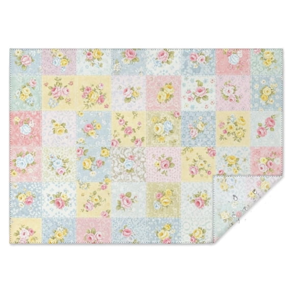 Pioneer Flower Floral Print Pattern Rectangle Tablecloth 60"x84", Waterproof Polyester Table Cloth, Wipeable Spillproof for Dining Camping Indoor Outdoor