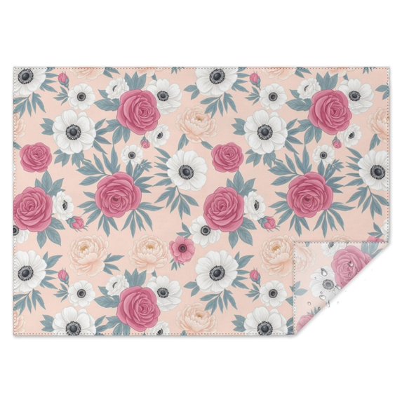 Pioneer Flower Floral Print Pattern Rectangle Tablecloth 60"x84", Waterproof Polyester Table Cloth, Wipeable Spillproof for Dining Camping Indoor Outdoor
