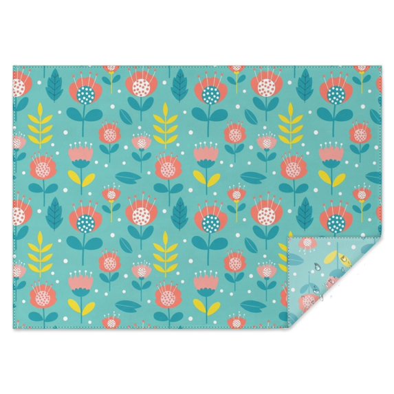 Pioneer Flower Floral Print Pattern Rectangle Tablecloth 60"x84", Waterproof Polyester Table Cloth, Wipeable Spillproof for Dining Camping Indoor Outdoor
