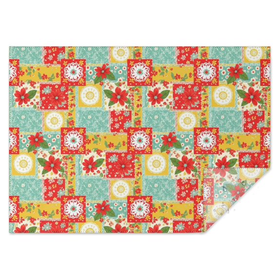 Pioneer Flower Floral Print Pattern Rectangle Tablecloth 60"x84", Waterproof Polyester Table Cloth, Wipeable Spillproof for Dining Camping Indoor Outdoor