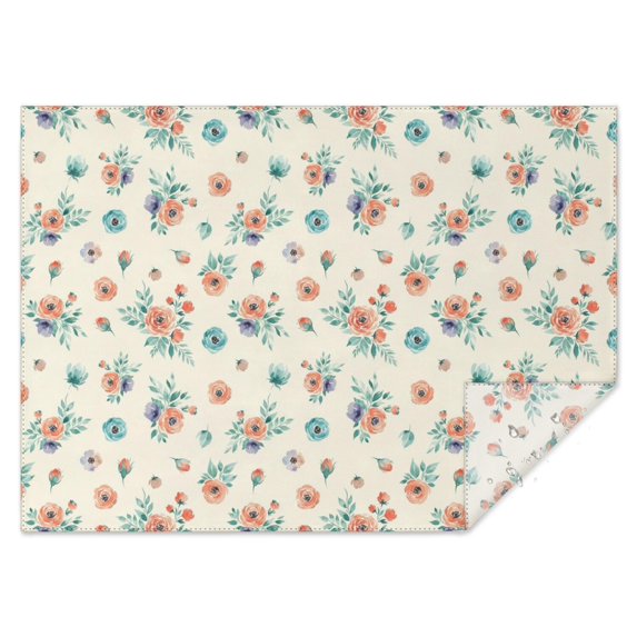 Pioneer Flower Floral Print Pattern Rectangle Tablecloth 60"x84", Waterproof Polyester Table Cloth, Wipeable Spillproof for Dining Camping Indoor Outdoor