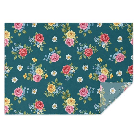 Pioneer Flower Floral Print Pattern Rectangle Tablecloth 60"x84", Waterproof Polyester Table Cloth, Wipeable Spillproof for Dining Camping Indoor Outdoor
